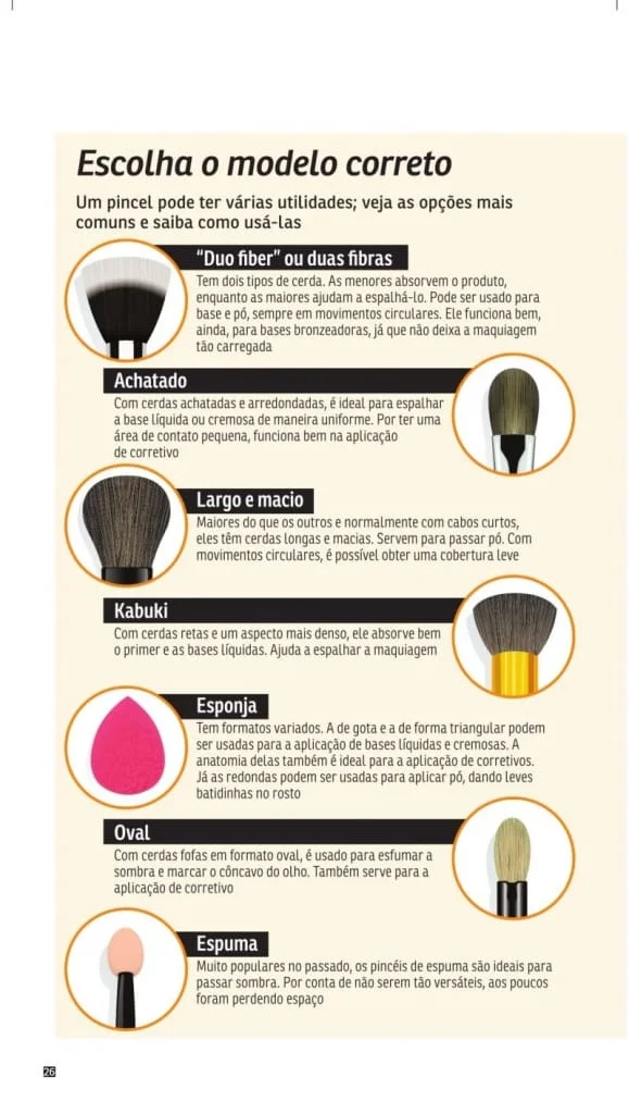o modelo de pincel de maquiagem correto