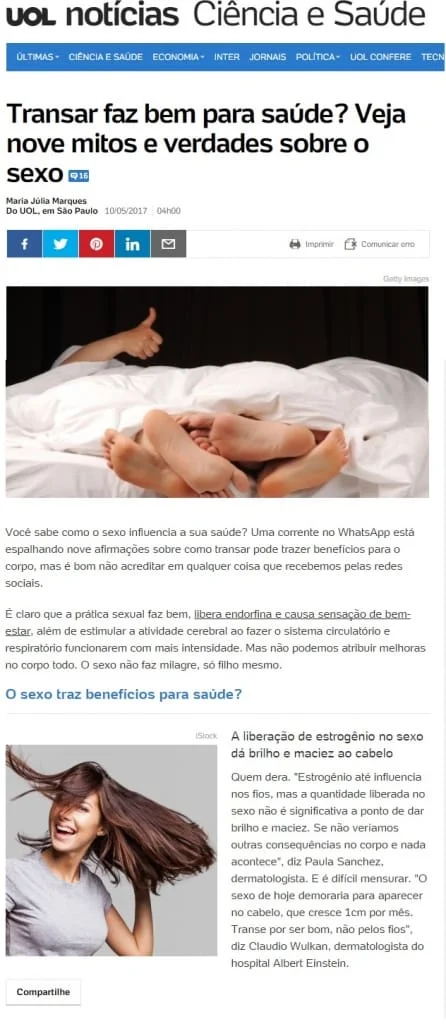 transar faz bem para saúde