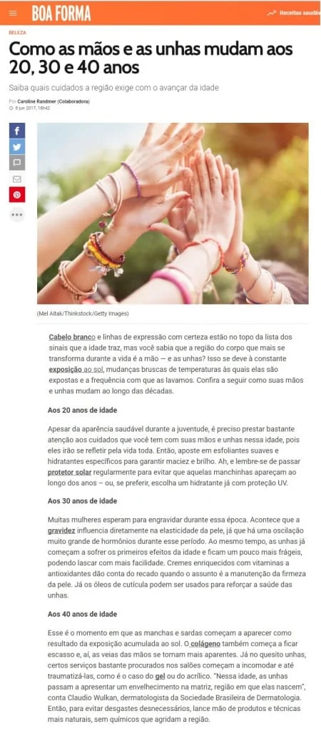 envelhecimento das unhas