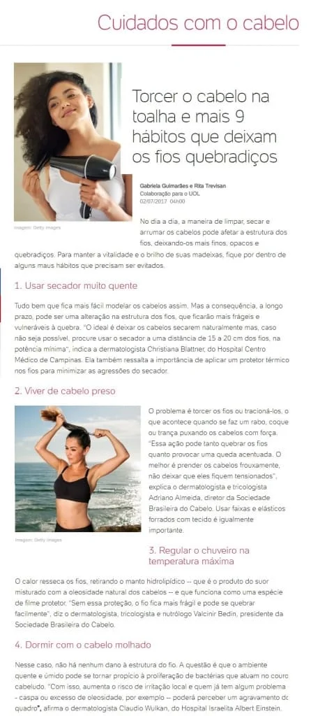 9 hábitos que enfraquecem o cabelo