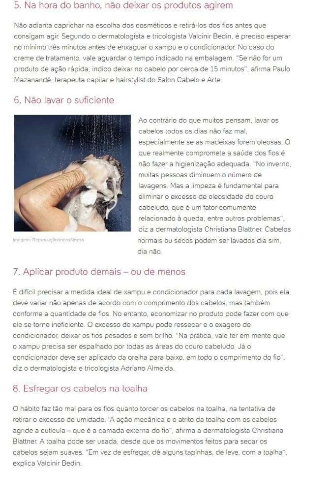 hábitos que fazem mal ao cabelo