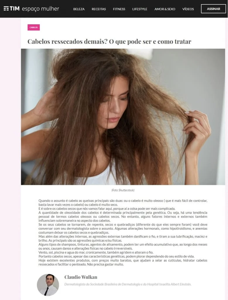 cabelos ressecados - clinica wulkan