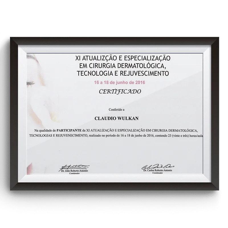 Diploma e certificado do Dr. Claudio Wulkan