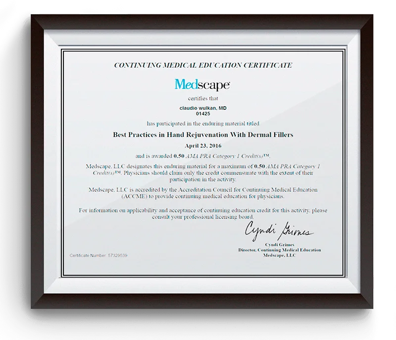 Diploma e certificado do Dr. Claudio Wulkan
