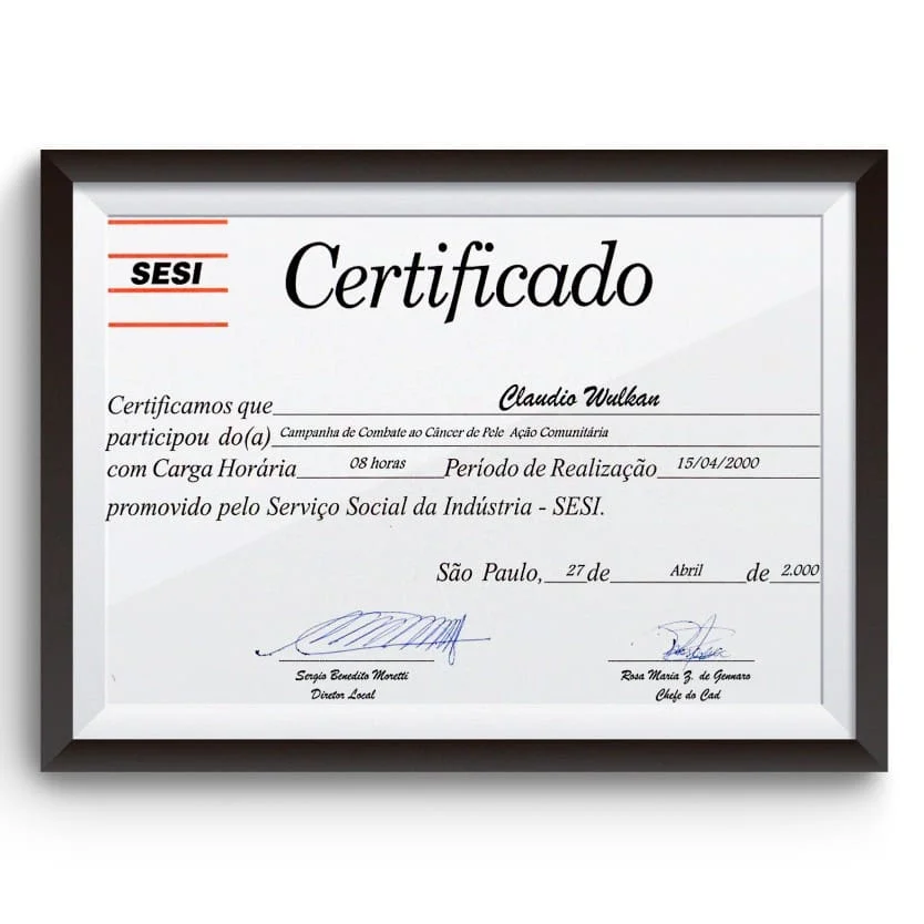 Diploma e certificado do Dr. Claudio Wulkan