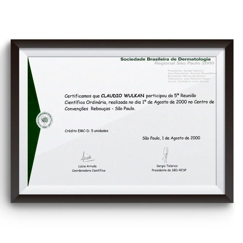 Diploma e certificado do Dr. Claudio Wulkan