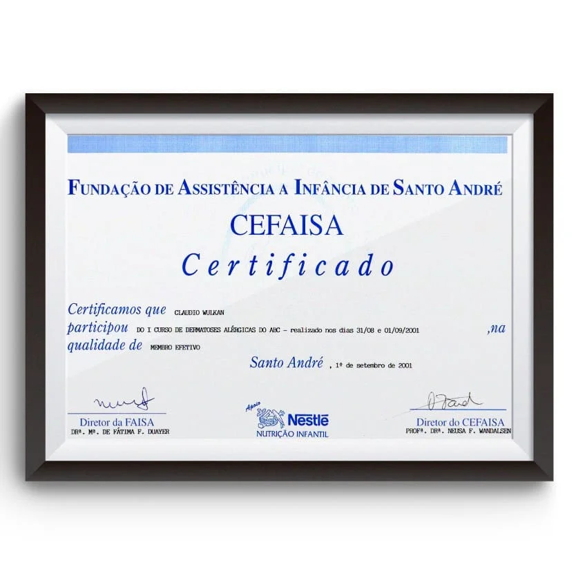 Diploma e certificado do Dr. Claudio Wulkan