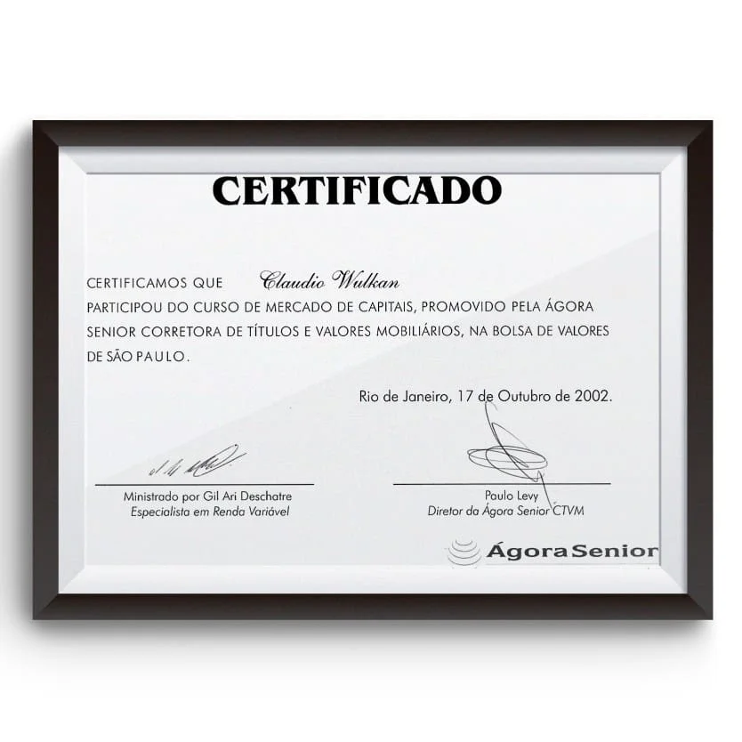 Diploma e certificado do Dr. Claudio Wulkan
