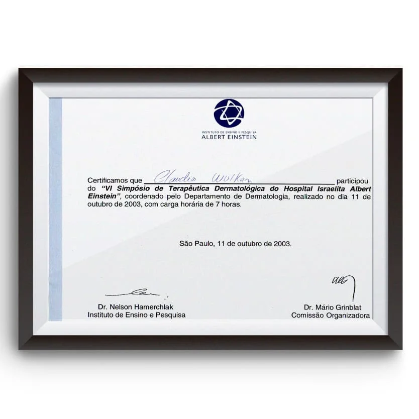 Diploma e certificado do Dr. Claudio Wulkan
