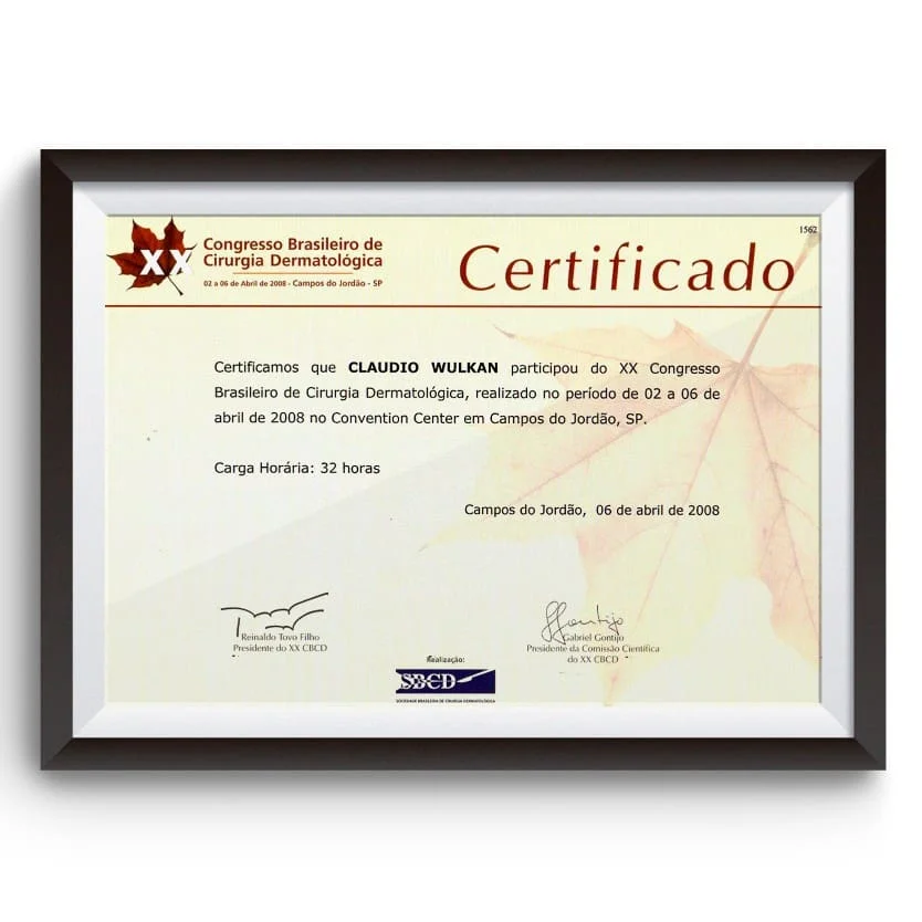 Diploma e certificado do Dr. Claudio Wulkan