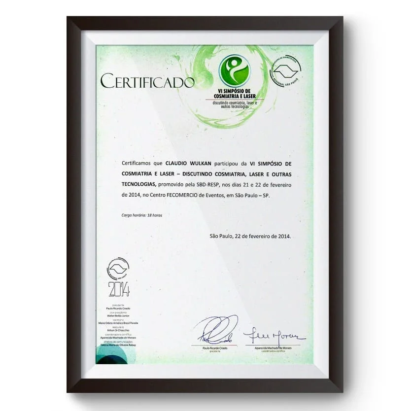 Diploma e certificado do Dr. Claudio Wulkan
