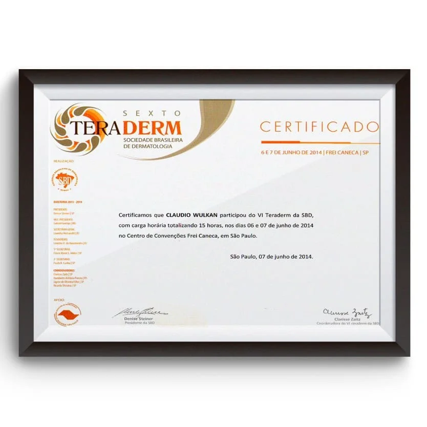 Diploma e certificado do Dr. Claudio Wulkan