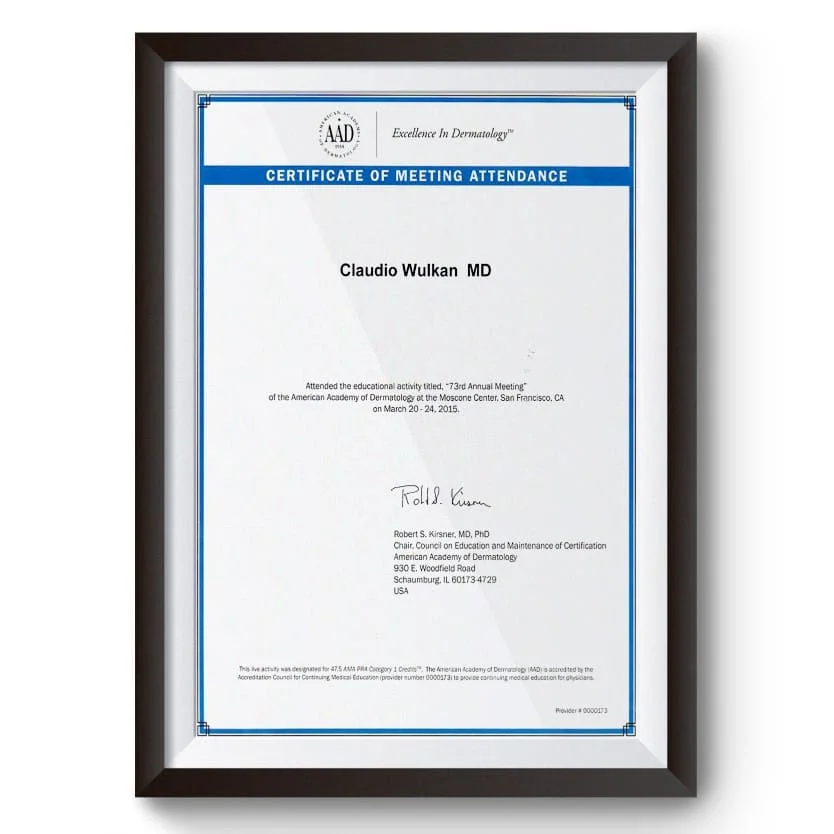 Diploma e certificado do Dr. Claudio Wulkan