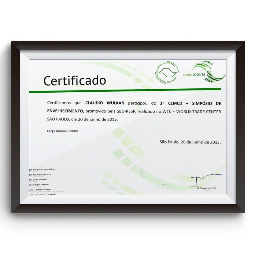 Diploma e certificado do Dr. Claudio Wulkan
