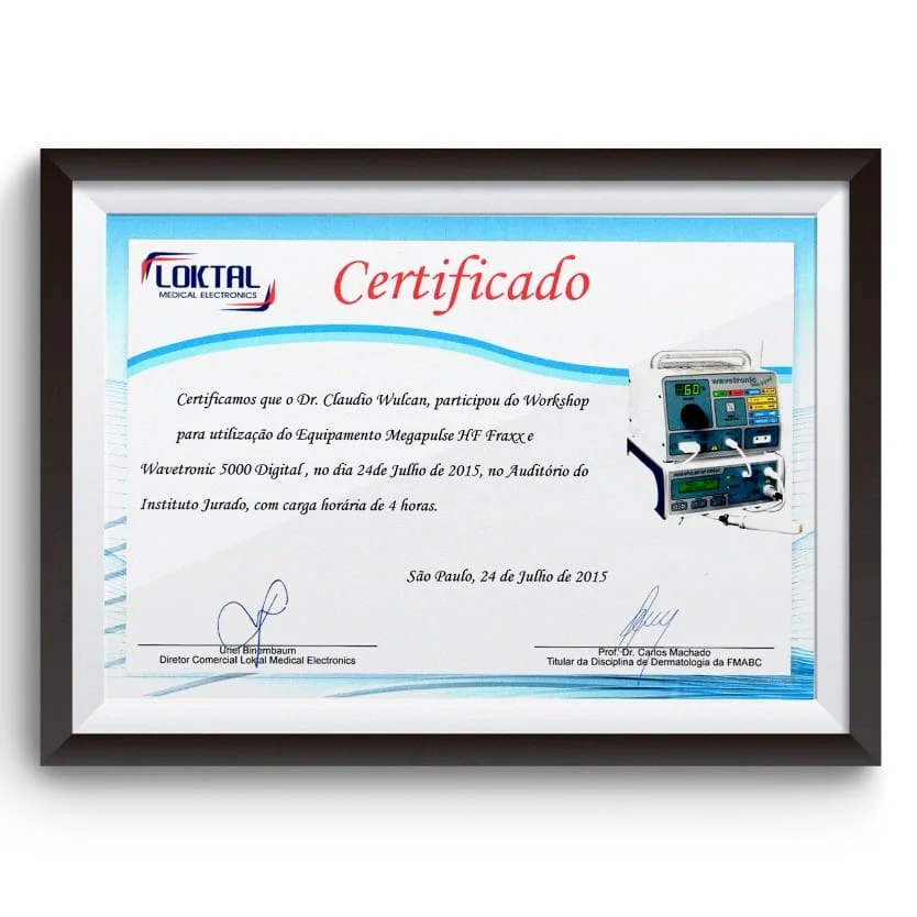 Diploma e certificado do Dr. Claudio Wulkan