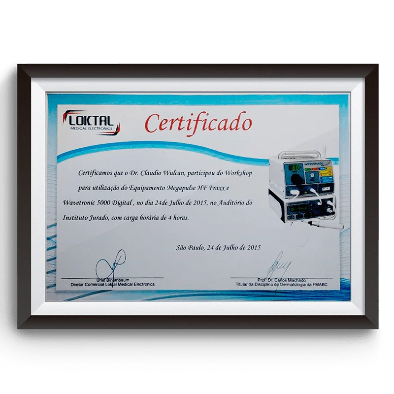 Diploma e certificado do Dr. Claudio Wulkan