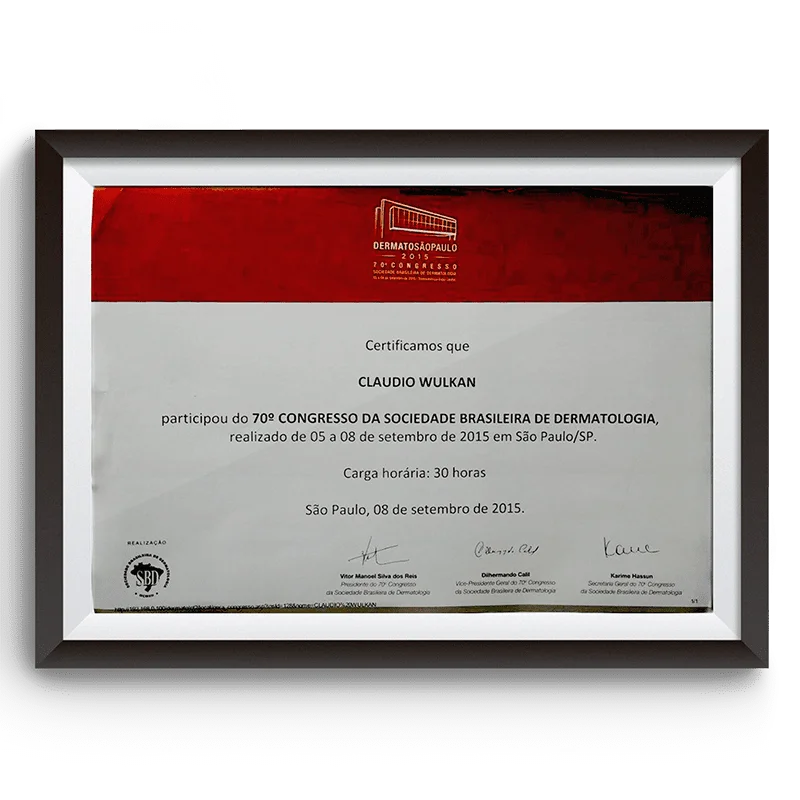 Diploma e certificado do Dr. Claudio Wulkan