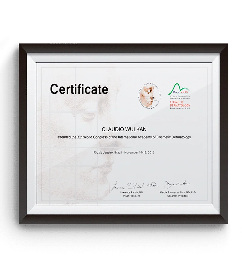 Diploma e certificado do Dr. Claudio Wulkan