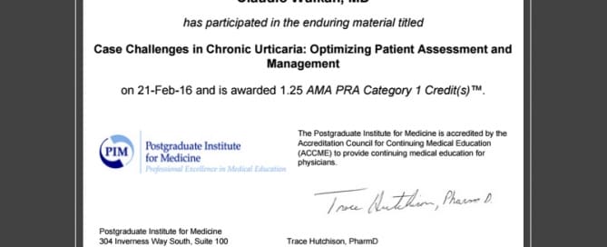 Especialização no manejo das urticárias agudas e crônicas