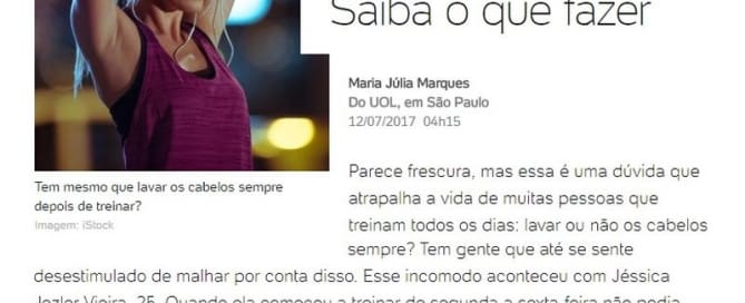 Clipboard01 UOL - Lavar os cabelos após o treino
