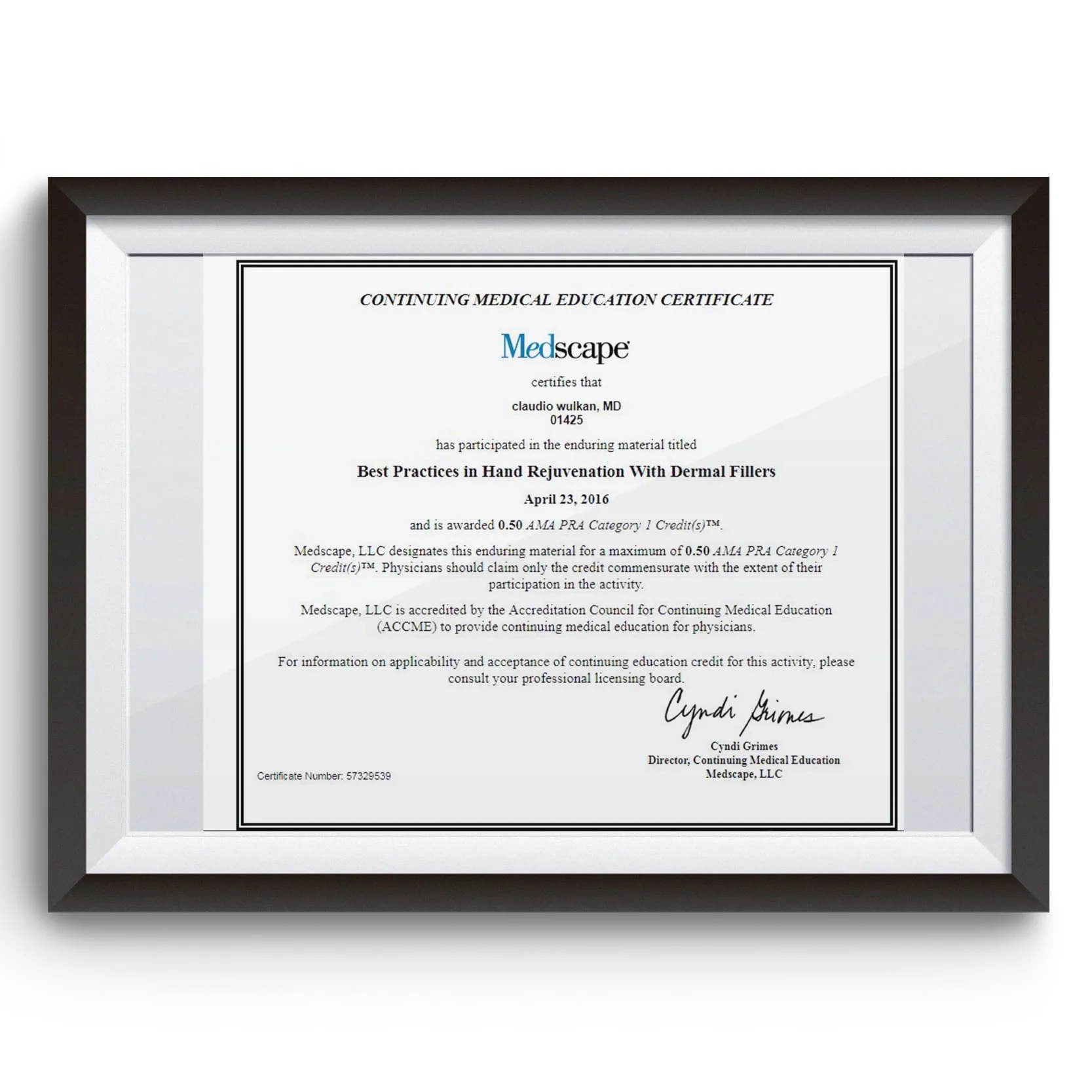Diploma e certificado do Dr. Claudio Wulkan