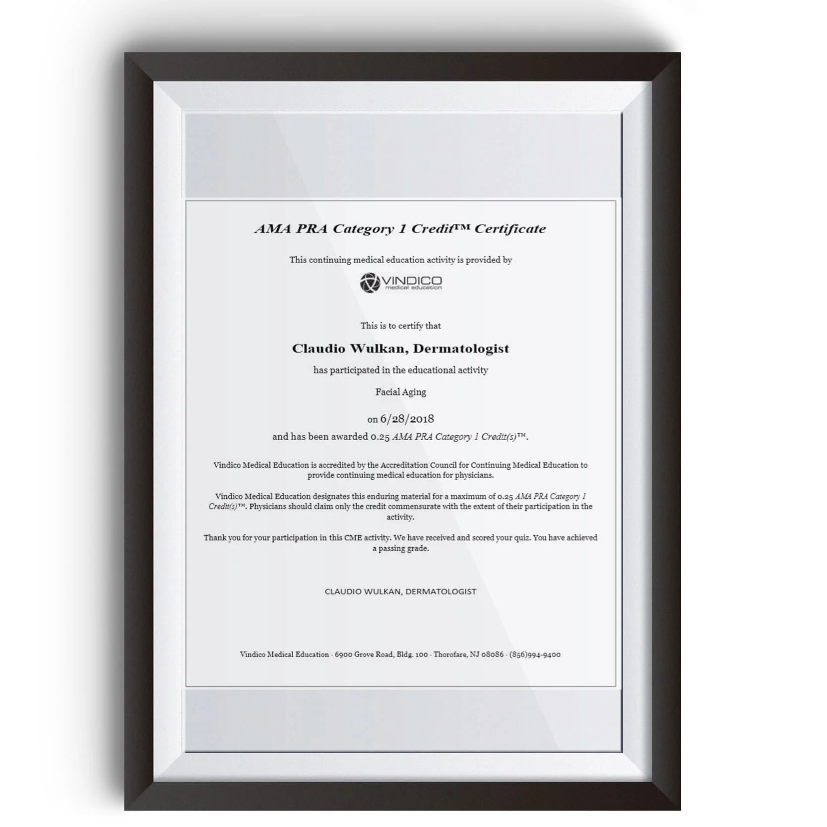Diploma e certificado do Dr. Claudio Wulkan