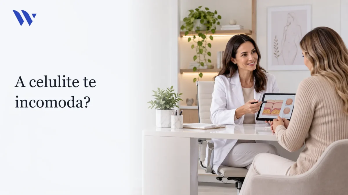 Dermatologista da Clínica Wulkan avaliando paciente em consultório — A celulite te incomoda?