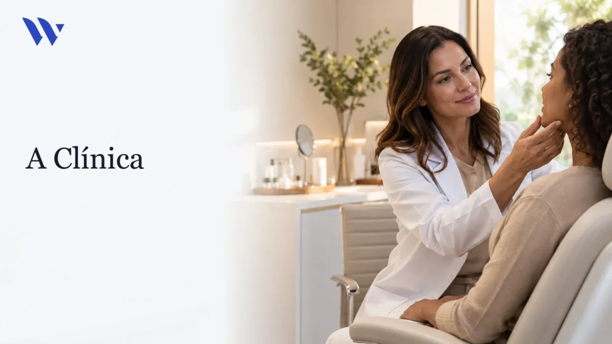 Dermatologista da Clínica Wulkan avaliando paciente em consultório — A Clínica