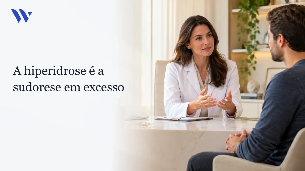 Dermatologista da Clínica Wulkan avaliando paciente em consultório — A hiperidrose é a sudorese em excesso