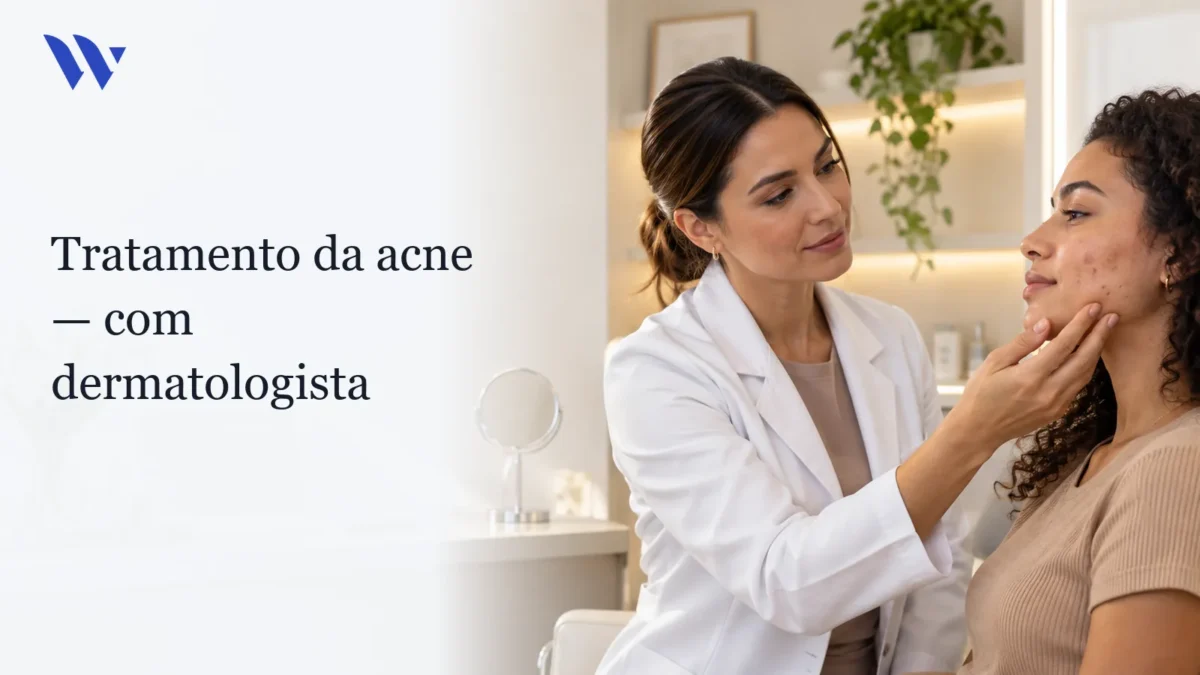Dermatologista da Clínica Wulkan avaliando paciente em consultório — ACNE