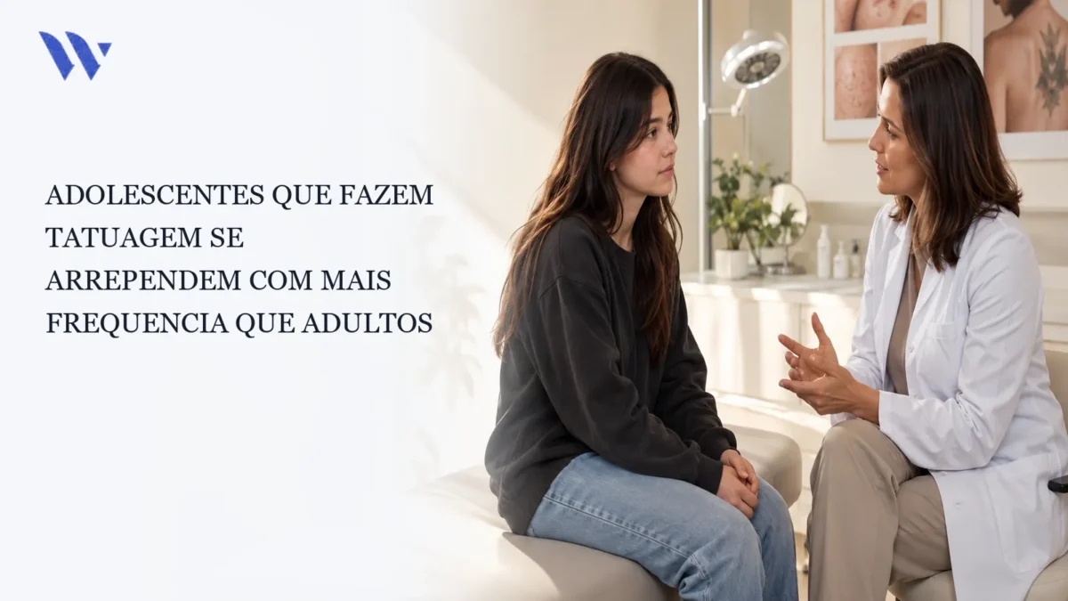Dermatologista da Clínica Wulkan avaliando paciente em consultório — ADOLESCENTES QUE FAZEM TATUAGEM SE ARREPENDEM COM MAIS FREQUENCIA QUE ADULTOS