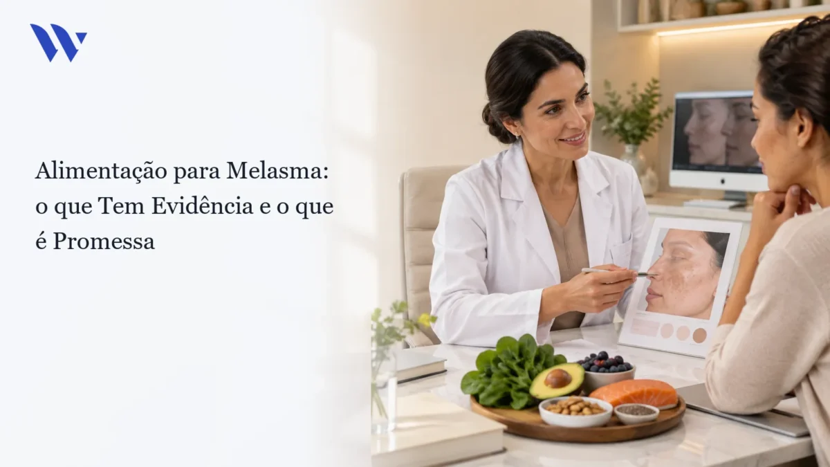 Dermatologista da Clínica Wulkan avaliando paciente em consultório — Alimentação para Melasma: o que Tem Evidência e o que é Promessa