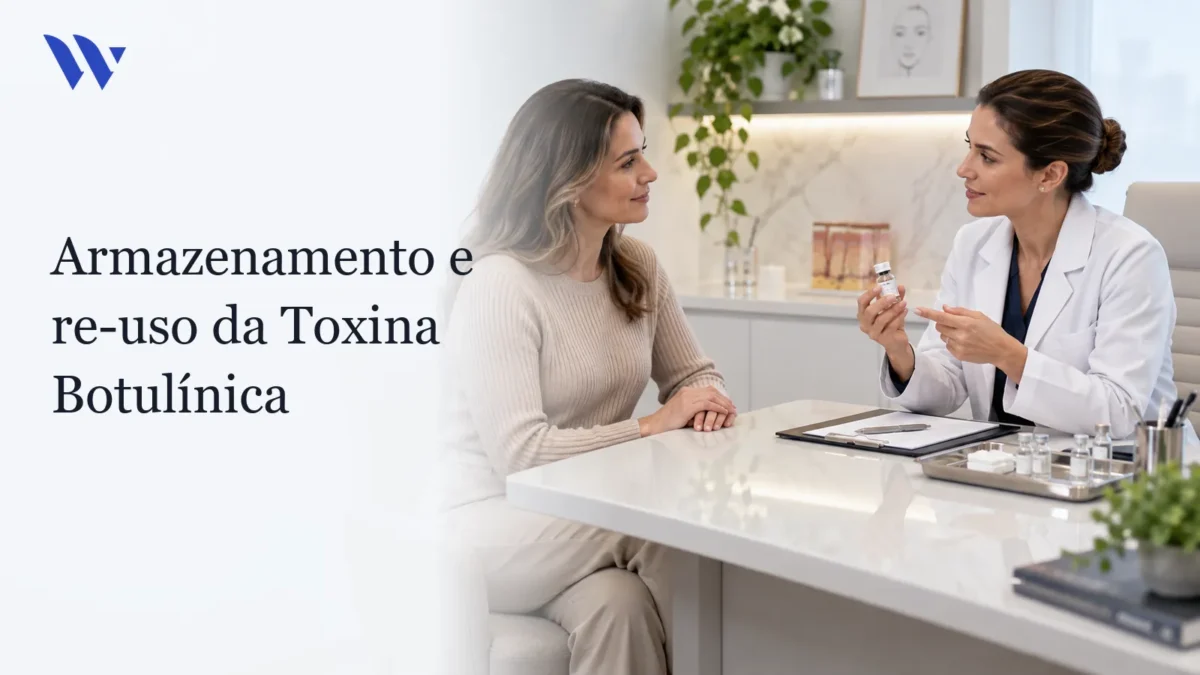 Dermatologista da Clínica Wulkan avaliando paciente em consultório — Armazenamento e re-uso da Toxina Botulínica