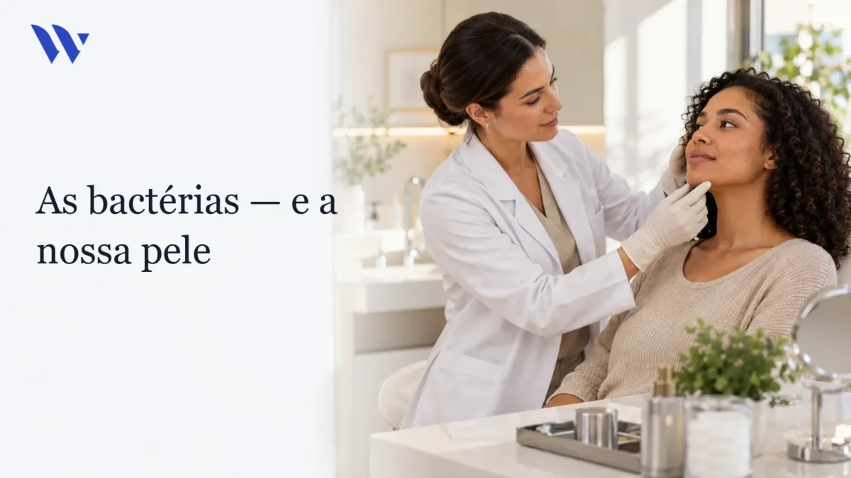 Dermatologista da Clínica Wulkan avaliando paciente em consultório — AS BACTÉRIAS E A NOSSA PELE