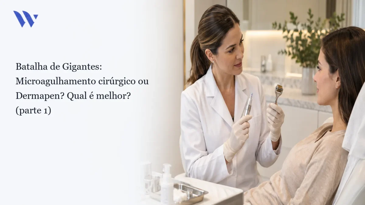 Dermatologista da Clínica Wulkan avaliando paciente em consultório — Batalha de Gigantes: Microagulhamento cirúrgico ou Dermapen? Qual é melhor? (parte 1)