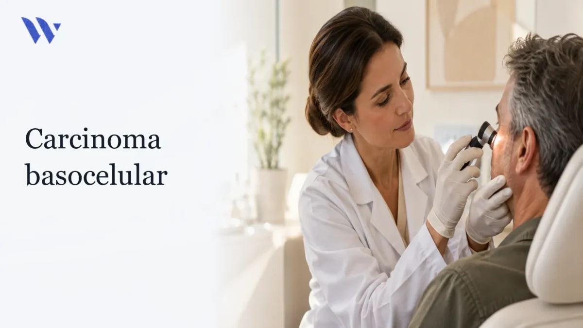 Dermatologista da Clínica Wulkan avaliando paciente em consultório — Carcinoma basocelular