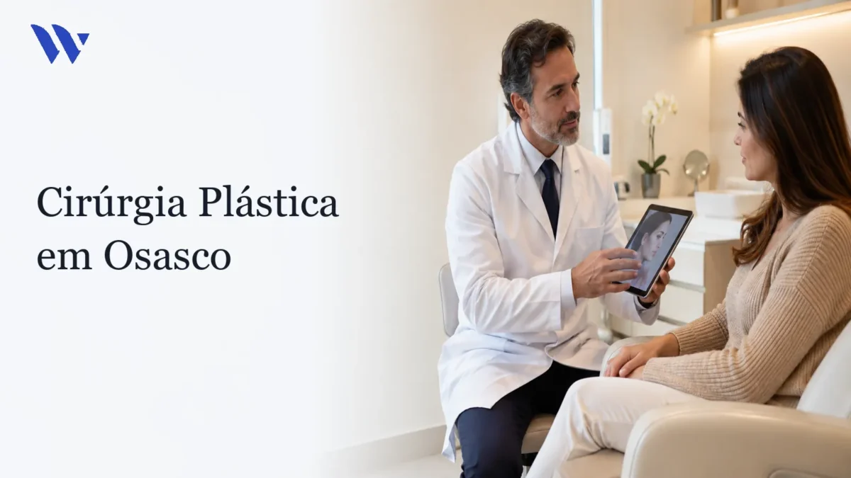Dermatologista da Clínica Wulkan avaliando paciente em consultório — Cirúrgia Plástica em Osasco