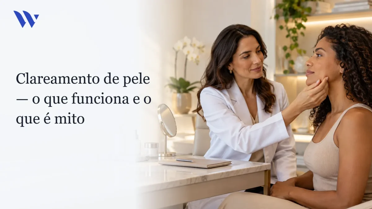 Clareamento de Pele: o que Funciona Hoje e o que é Mito — Clínica Wulkan Dermatologista da Clínica Wulkan avaliando paciente em consultório — Clareamento de Pele: o que Funciona Hoje e o que é Mito