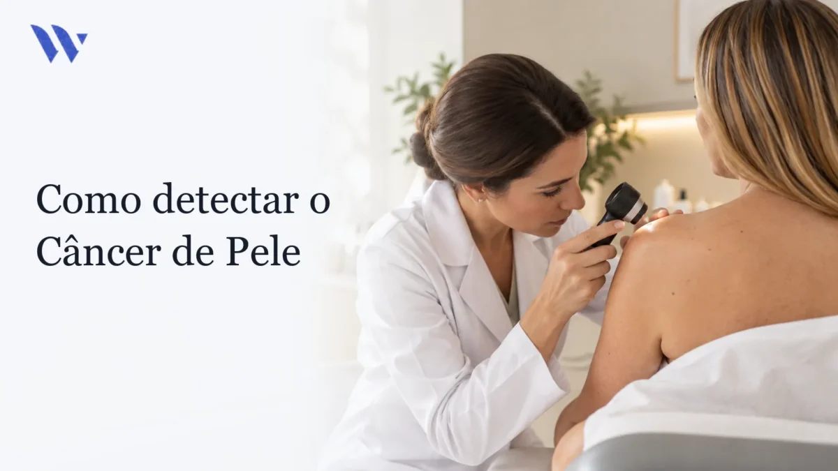 Como detectar o Câncer de Pele — Clínica Wulkan Dermatologista da Clínica Wulkan avaliando paciente em consultório — Como detectar o Câncer de Pele
