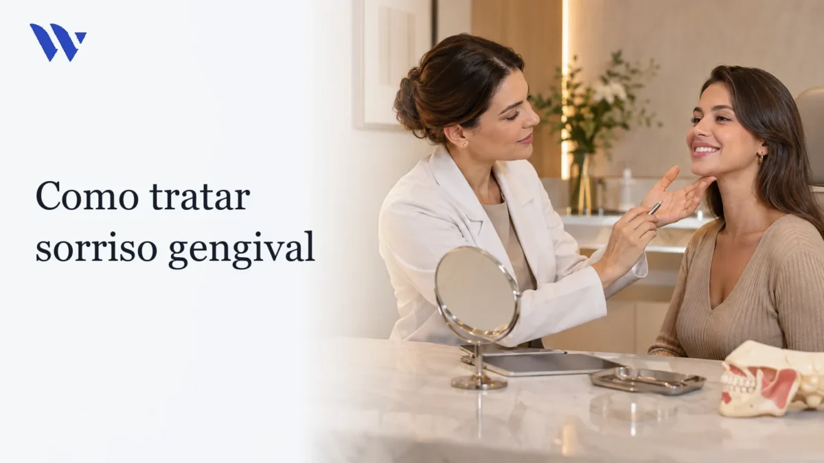 Dermatologista da Clínica Wulkan avaliando paciente em consultório — Como tratar sorriso gengival