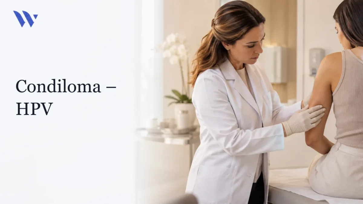 Condiloma – HPV — Clínica Wulkan Dermatologista da Clínica Wulkan avaliando paciente em consultório — Condiloma – HPV