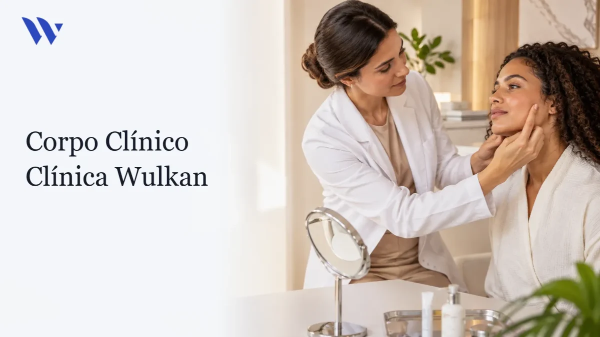 Dermatologista da Clínica Wulkan avaliando paciente em consultório — Corpo Clínico Clínica Wulkan