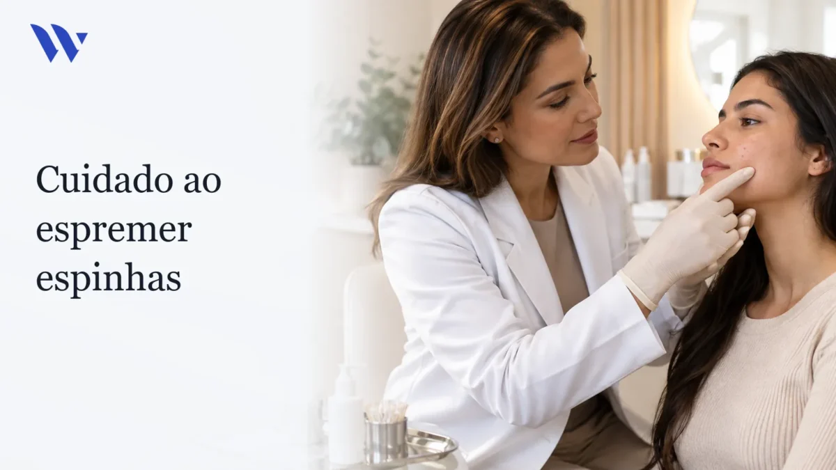 Cuidado ao espremer espinhas — Clínica Wulkan Dermatologista da Clínica Wulkan avaliando paciente em consultório — Cuidado ao espremer espinhas