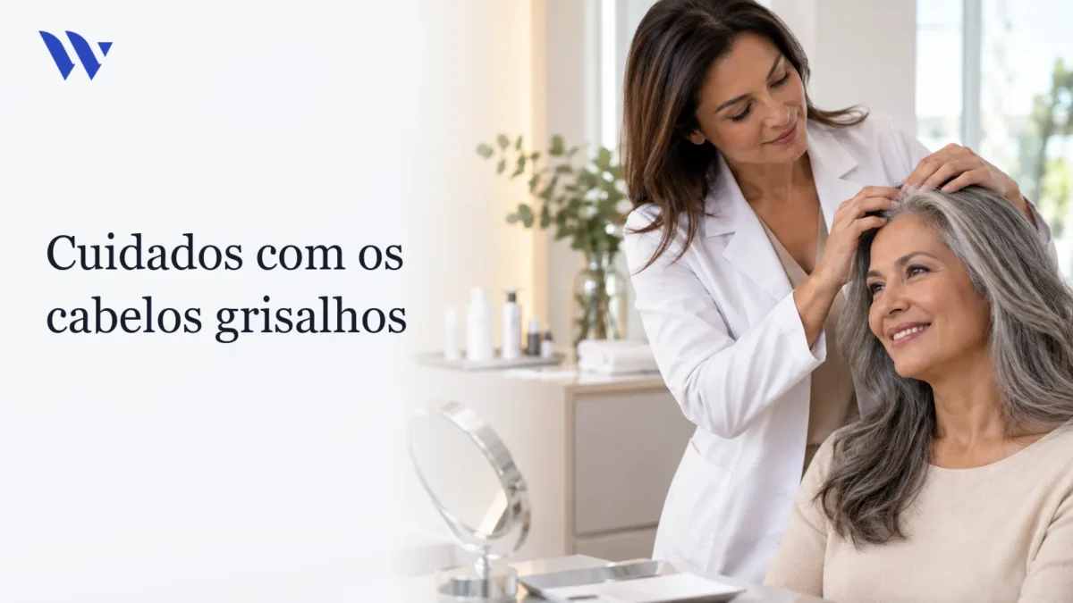 Dermatologista da Clínica Wulkan avaliando paciente em consultório — Cuidados com os cabelos grisalhos