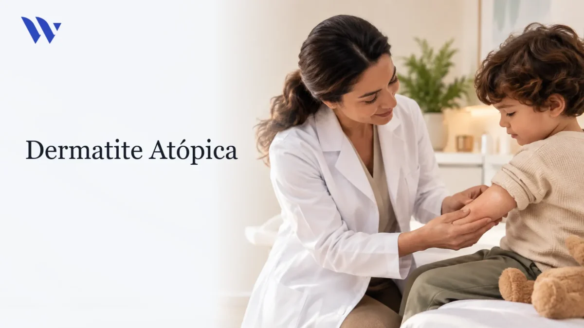 Dermatologista da Clínica Wulkan avaliando paciente em consultório — Dermatite Atópica