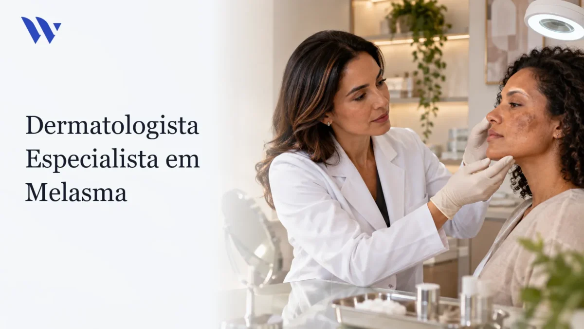 Dermatologista da Clínica Wulkan avaliando paciente em consultório — Dermatologista Especialista em Melasma