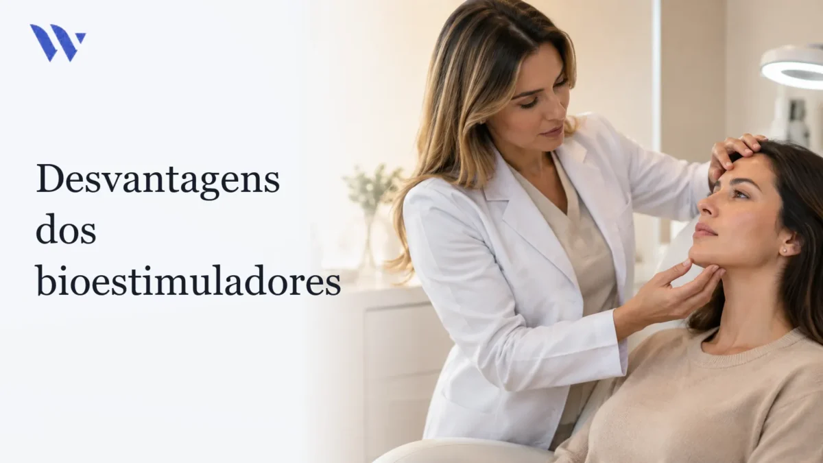 Desvantagens dos bioestimuladores — Clínica Wulkan Dermatologista da Clínica Wulkan avaliando paciente em consultório — Desvantagens dos bioestimuladores