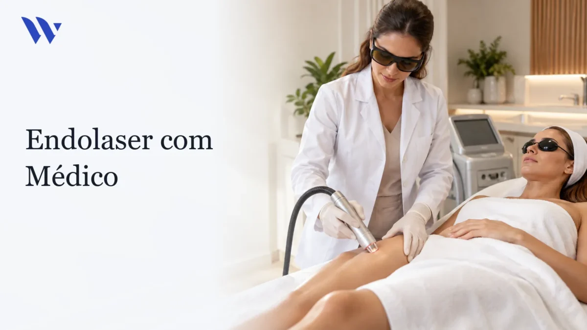 Endolaser com Médico — Clínica Wulkan Dermatologista da Clínica Wulkan avaliando paciente em consultório — Endolaser com Médico