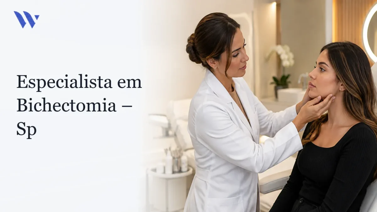 Especialista em Bichectomia – Sp — Clínica Wulkan Dermatologista da Clínica Wulkan avaliando paciente em consultório — Especialista em Bichectomia – Sp
