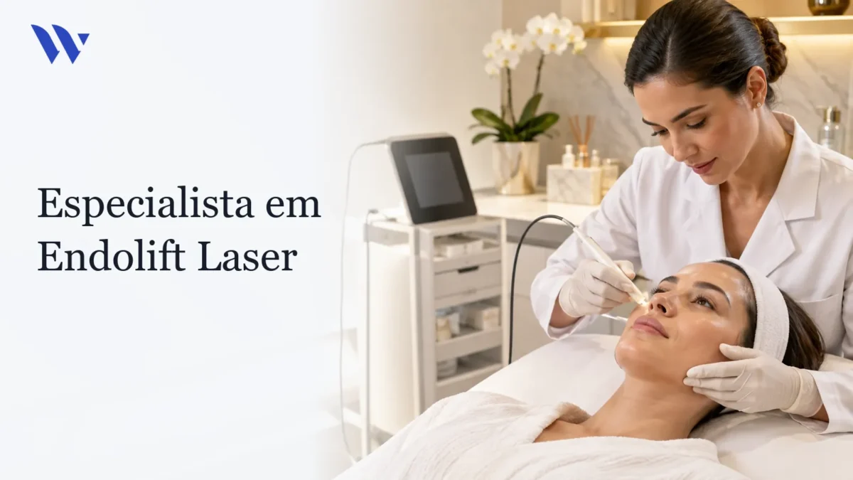 Dermatologista da Clínica Wulkan avaliando paciente em consultório — Especialista em Endolift Laser